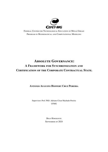 Capa do artigo Absolute Governance, CEFET-MG, 2024